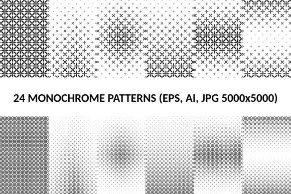 24 Monochrome Ellipse Patterns for Crafting and Design