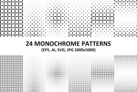 24 Monochrome Geometrical Patterns for Modern Graphic Design