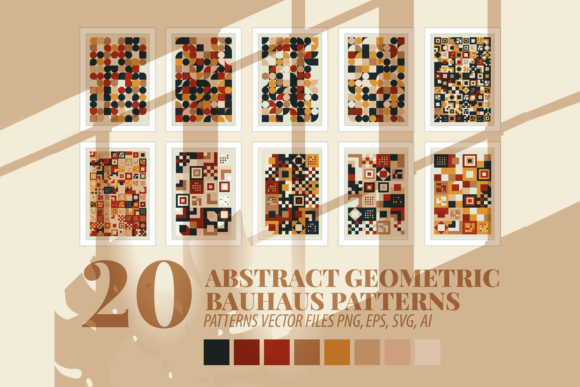 Abstract Bauhaus Unique Patterns Set for Modern Branding