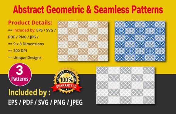 Geometric Seamless Patterns Set for Graphics and Crafting